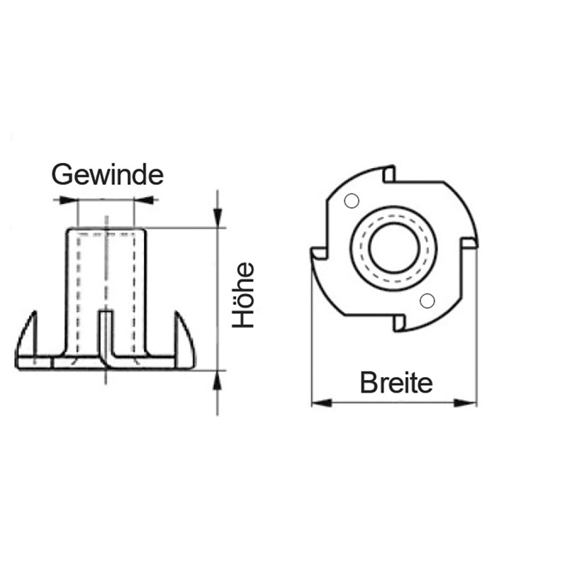 Einschlagmutter mit 4 Haken Produktbild BIGSKZ L