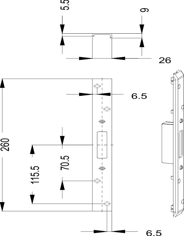 WINKHAUS T-SB U26-117 SKG MV Schwenkriegel-Schließblech UMV Produktbild BIGSKZ L