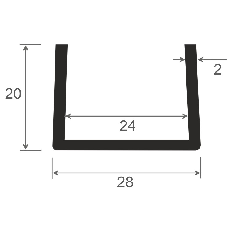 U-Profil 20x28mm Lg. 6,00m Weiß, VE: 60m Produktbild BIGSKZ L