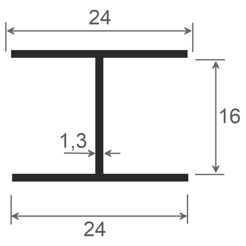 H-Profil 40x16mm Lg. 6,00m Weiß, VE: 60m Produktbild BIGSKZ L