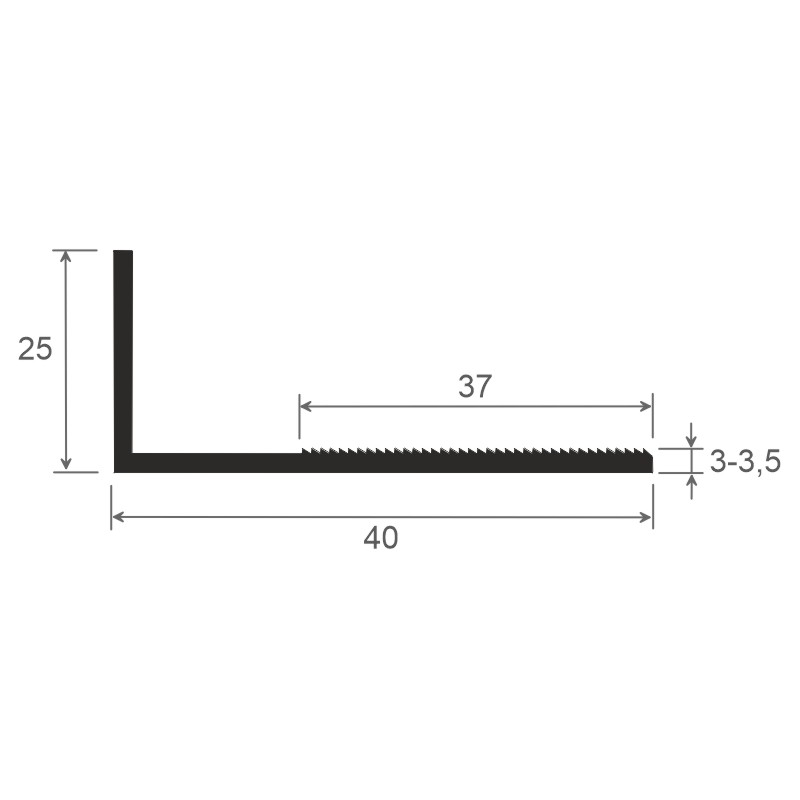 Winkelprofil 25x40x3,5mm Lg. 6,00m Weiß, VE: 60m mit Innenriefen Produktbild BIGSKZ L
