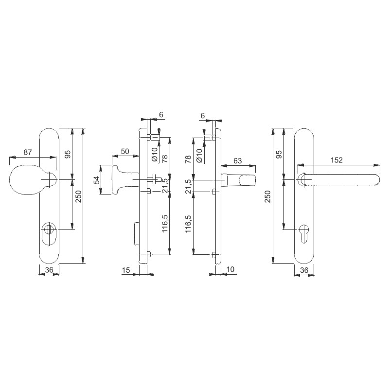 86G/3359ZA/3357N/1500 Garnitur/ES1 (SK2)/F9 Alu Stahl/8mm/Profilzylinder 92mm/Türdicke 67-72mm Produktbild BIGSKZ L