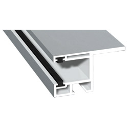 Rollladenführung 55x32mm Lg. 6,00m foliert, mit Nase, mit zwei schwarzen Bürsten GK Weiß 71 5505-167 Silbergrau Produktbild