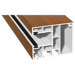 Maxi-Rollladenführung 59x47mm Lg. 6,50m foliert, GK Braun, mit zwei schwarzen Bürsten 315 2009-167 Streifen-Douglasie Produktbild