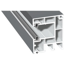 Mini-Rollladenführung 40x47mm Lg. 6,50m foliert, mit zwei grauen WeichlippenGK Weiß 71 5505-083 Silbergrau Glatt Produktbild