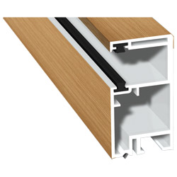Rollladenführung 30x57mm Lg. 6,00m foliert, mit zwei schwarzen Bürsten GK Braun 306 9041-167 Bergkiefer Produktbild