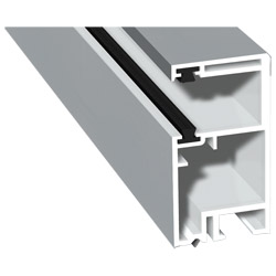 Rollladenführung 30x57mm Lg. 6,00m foliert, mit zwei schwarzen Bürsten GK Weiß 71 5505-083 Silbergrau Glatt Produktbild
