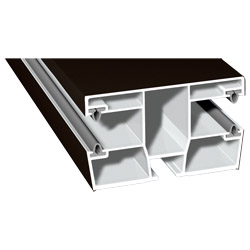 Mini-Doppel-Rollladenführung 77x47mm Lg. 6,00m foliert, mit vier schwarzen WeichlippenGK Braun 88 7505-167 Schokobraun Produktbild