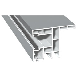 Rollladenführung 63x47mm Lg. 6,00m foliert, mit Nase, mit zwei schwarzen Bürsten GK Weiß 72 5105-167 Lichtgrau Produktbild