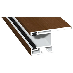 Rollladenführung 55x32mm Lg. 6,00m foliert, mit Nase, mit zwei schwarzen Bürsten GK Braun 49233 Siena Rosso Produktbild