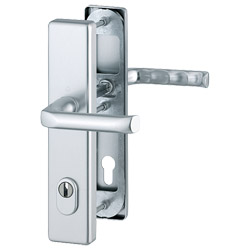 113/2222ZA/2210 Garnitur (beids. Lochteile)/ES1/F1 Alu natur/Profilzylinder 92mm/10mm/Profilstift/Türdicke 67-72mm/ Produktbild