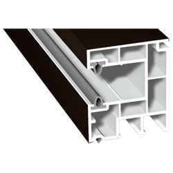 Mini-Rollladenführung 40x47mm Lg. 6,50m foliert, mit zwei schwarzen WeichlippenGK Braun 88 7505-167 Schokobraun Produktbild