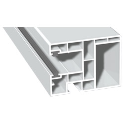 Rollladenführung 63x47mm Lg. 6,00m Weiß, mit zwei grauen Bürsten, VE: 36m Produktbild