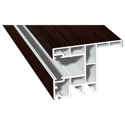 Rollladenführung 63x47mm Lg. 6,00m foliert, mit Nase, mit zwei schwarzen Bürsten GK Braun 209 7013-167 Mahagoni Produktbild