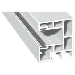 Rollladenführung 40x47mm Lg. 6,00m Weiß, mit zwei grauen Bürsten, LOSE in Rehau Palette Produktbild