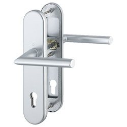 1140/3331/3410 Garnitur (beids. Lochteile für HOPPE-Schnellstift)/ES1/F1 Alu natur/Profilzylinder 92mm/10mm/Vierkantstif Produktbild