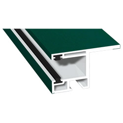 Rollladenführung 55x32mm Lg. 6,00m foliert, mit Nase, mit zwei schwarzen Bürsten GK Weiß 60 0505-167 Moosgrün Produktbild