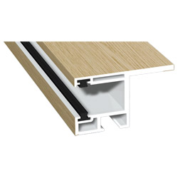 Rollladenführung 55x32mm Lg. 6,00m foliert, mit Nase, mit zwei schwarzen Bürsten GK Braun 311 8076-168 Eiche Natur Produktbild
