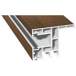 Rollladenführung 63x47mm Lg. 6,00m foliert, mit Nase, mit zwei schwarzen Bürsten GK Braun 321 4007-195 Rustic Cherry Produktbild