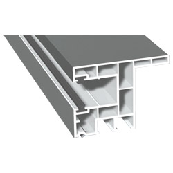 Rollladenführung 63x47mm Lg. 6,00m foliert, mit Nase, mit zwei schwarzen Bürsten GK Weiß 70 0405-083 Signalgrau Glatt Produktbild