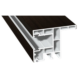 Rollladenführung 63x47mm Lg. 6,00m foliert, mit Nase, mit zwei schwarzen Bürsten GK Braun 214 0005-167 Eiche Grau Produktbild