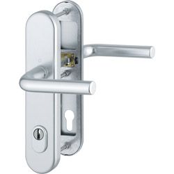 150/3332ZA/3310 Garnitur (beids. Lochteile für HOPPE-Schnellstift)/ES1/F1 Alu natur/Profilzylinder 92mm/10mm/Vierkantsti Produktbild