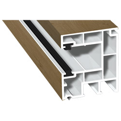 Rollladenführung 40x47mm Lg. 6,50m foliert, mit zwei schwarzen Bürsten GK Weiß 321 1005-167 Irish Oak Produktbild