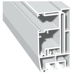 Adapterprofil 80x43mm Lg. 6,00m <(>&<)> Rollladenführung 57x30mm Lg. 6 ,00m Weiß, ohne Bürste, VE: 30m Produktbild