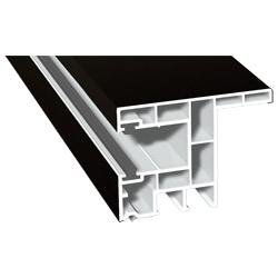 Rollladenführung 63x47mm Lg. 6,00m foliert, mit Nase, mit zwei schwarzen Bürsten GK Braun 85 1805-167 Schwarzbraun Produktbild