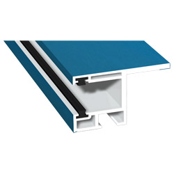Rollladenführung 55x32mm Lg. 6,00m foliert, mit Nase, mit zwei schwarzen Bürsten GK Weiß 50 0705-167 Brillantblau Produktbild
