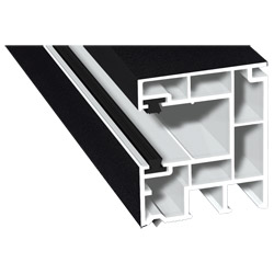 Rollladenführung 40x47mm Lg. 6,50m foliert, mit zwei schwarzen Bürsten GK Weiß 70 2105-083 Schwarzgrau Glatt Produktbild