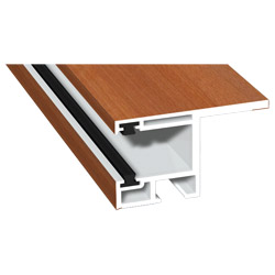 Rollladenführung 55x32mm Lg. 6,00m foliert, mit Nase, mit zwei schwarzen Bürsten GK Braun 436 3058 Walnuss Amaretto Produktbild