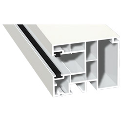 Maxi-Rollladenführung 59x47mm Lg. 6,50m foliert, GK Weiß, mit zwei schwarzen Bürsten 456 5053 Altweiß Produktbild