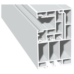 Adapterprofil 55x90mm Lg. 6,00m Revision außen <(>&<)> Rollladenführung 40x47mm Lg. 6,00m Weiß, ohne Bürste, VE: 30m Produktbild