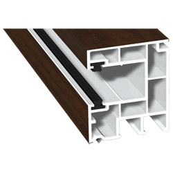 Rollladenführung 40x47mm Lg. 6,50m foliert, mit zwei schwarzen Bürsten GK Weiß 436 2035 Nussbaum Terra Produktbild