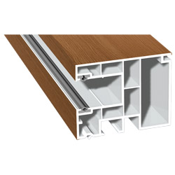 Maxi-Rollladenführung 59x47mm Lg. 6,50m foliert, GK Braun, mit zwei schwarzen Weichlippen 315 2009-167 Streifen-Douglasie Produktbild