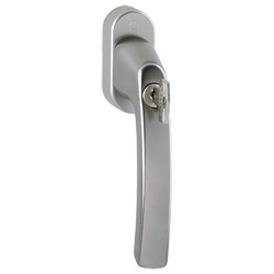 099S/US952 100NM F9 Alu Stahl/N10A, mit Arretierung, stahlgrau/7mm/32-42mm vorst./Druckzyl. H001/HOPPE-Logo/90°/M5x50mm + M5x55mm Produktbild