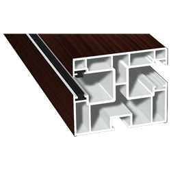 Mini-Doppel Rollladenführung 50x60mm Lg. 6,50m foliert, GK Braun , mit zwei grauen Bürsten 209 7013-167 Mahagoni Produktbild