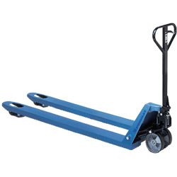 Gabelhubwagen Gabel-L. 2000 mm Trgf. 2000 kg Stahl PROMAT  taubenblau, RAL 5014 PUR/PUR Produktbild
