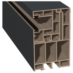 Adapterprofil 55x90mm Lg. 6,50m foliert, Revision außen <(>&<)> Rollladenführung mit zwei schwarzen Bürsten GK Braun 70 1505-167 Sch iefergrau Produktbild