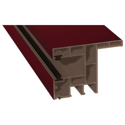 Rollladenführung 63x47mm Lg. 6,00m foliert, mit Nase, mit zwei schwarzen Bürsten GK Braun 30 8105-167 Dunkelrot Produktbild