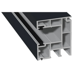 Rollladenführung 40x47mm Lg. 6,50m foliert, mit zwei schwarzen Bürsten GK Grau 70 1605-167 Anthrazitgrau 930/B2 KG 1605 Produktbild