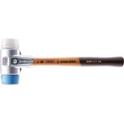 HALDER Schonhammer SIMPLEX Alu weich/mittelhart Holzstiel TPE-soft blau/Superplastik weiß Produktbild