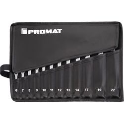 PROMAT Ringmaulschlüsselsatz abgewinkelt DIN 3113 Form A 6-22mm 12-tlg. in Rolltasche Produktbild