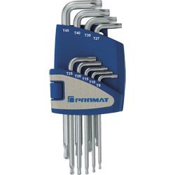 PROMAT TX-Winkelschraubendrehersatz mit Kugelkopf TX9-TX45 9-tlg. Produktbild