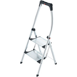 Klapptritt Stufen einschl. Plattform 2 HAILO  Plattformhöhe 490 mm Aluminium mit Anti-Rutsch-Riffelung Produktbild