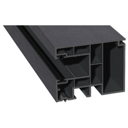 Maxi-Rollladenführung 59x47mm Lg. 6,50m foliert, GK Grau, mit zwei schwarzen Weichlippen 436 1006metbrush Anthrazitgrau Produktbild