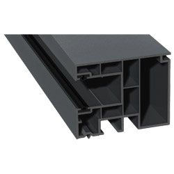 Maxi-Rollladenführung 59x47mm Lg. 6,50m foliert, GK Grau, mit zwei schwarzen Weichlippen 70 1205-083 Basaltgrau Glatt Produktbild