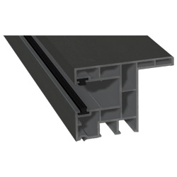Rollladenführung 63x47mm Lg. 6,00m foliert, mit Nase, mit zwei schwarzen Bürsten GK Grau 436 1014 Alux DB 703 Produktbild