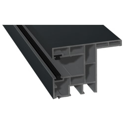 Rollladenführung 63x47mm Lg. 6,00m foliert, mit Nase, mit zwei schwarzen Bürsten GK Grau 70 1605-083 Anthrazitgrau Glatt Produktbild